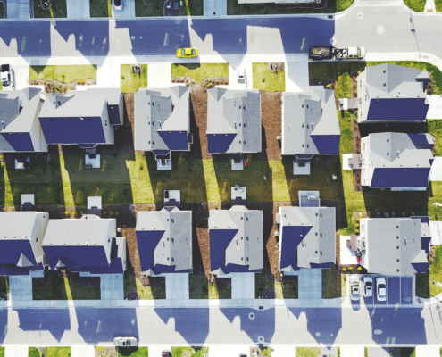 overhead drone view of neighborhood home inspectors jacksonville fl